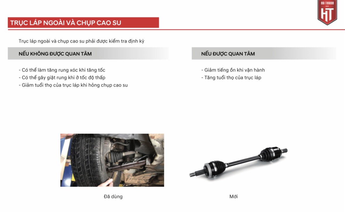 Trục lắp ngoài và chụp cao su