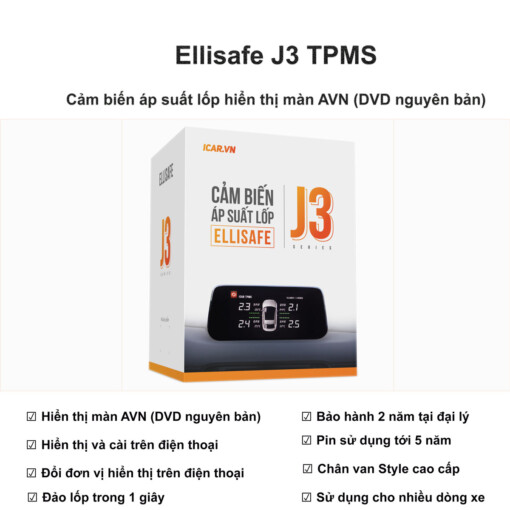 Cảm Biến Áp Suất Lốp Ellisafe J3 Cho Màn Hình DVD Nguyên Bản
